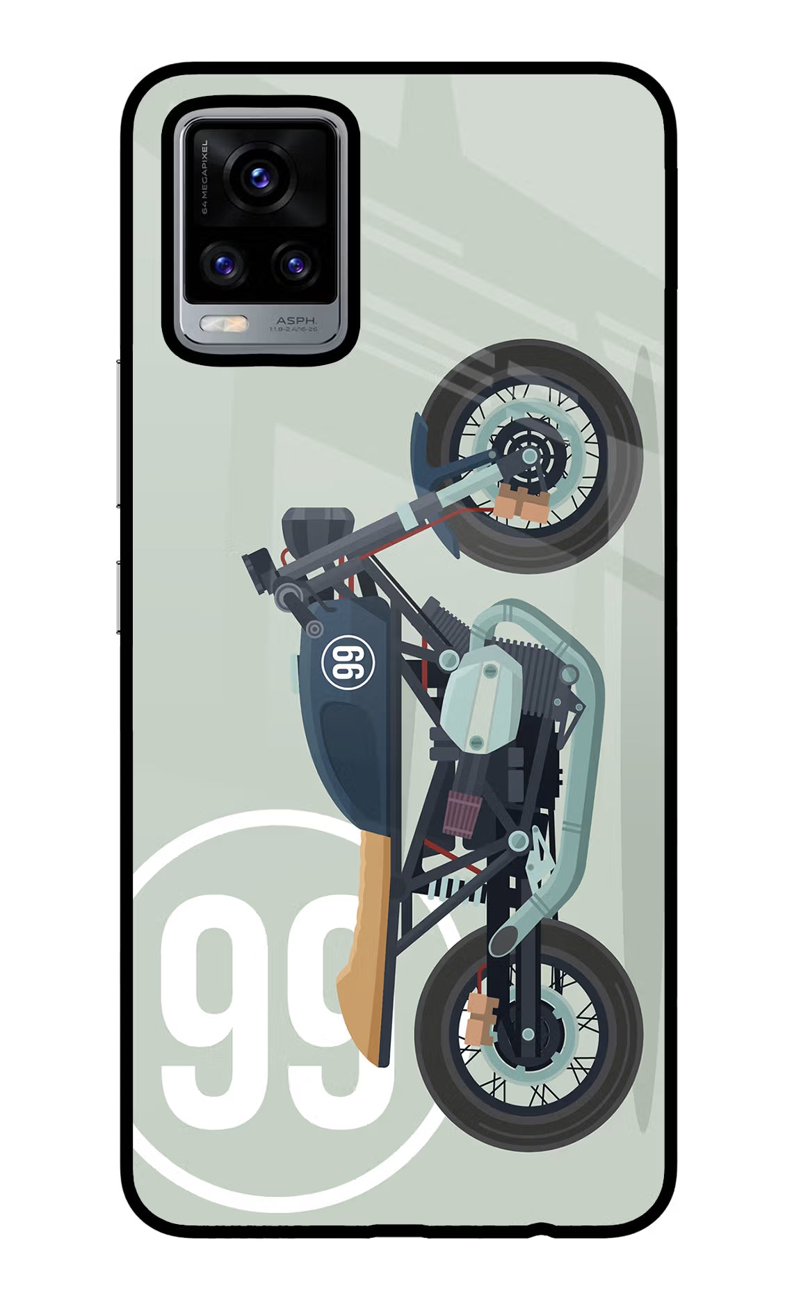 Classic Cafe Racer 99 Vivo V20 Glass Case Back Cover by Casekaro