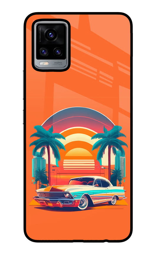 Palm Drive 80s Vivo V20 Glass Case