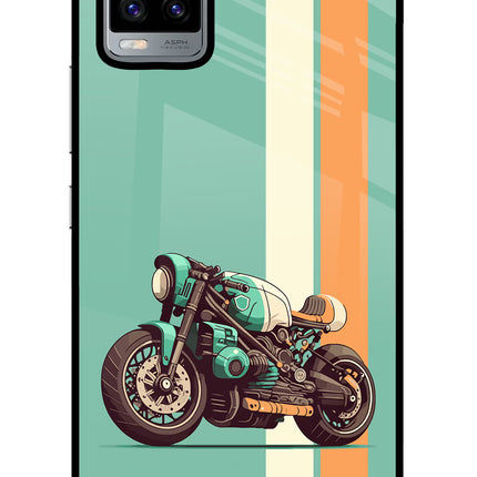 Striped Moto Drift Vivo V20 Glass Case