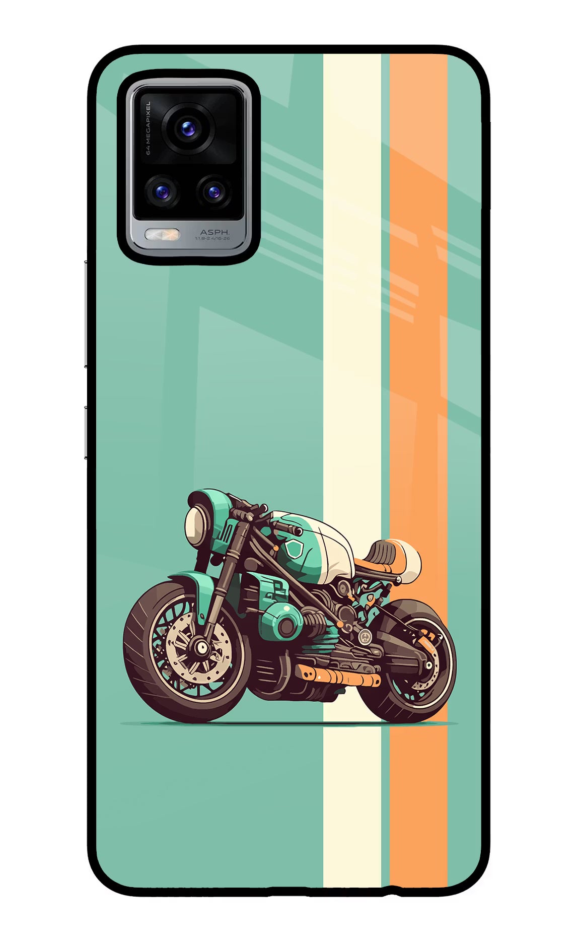 Striped Moto Drift Vivo V20 Glass Case