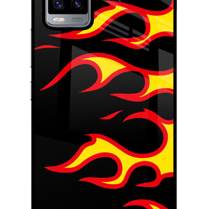 Side Sweep Flames Vivo V20 Glass Case
