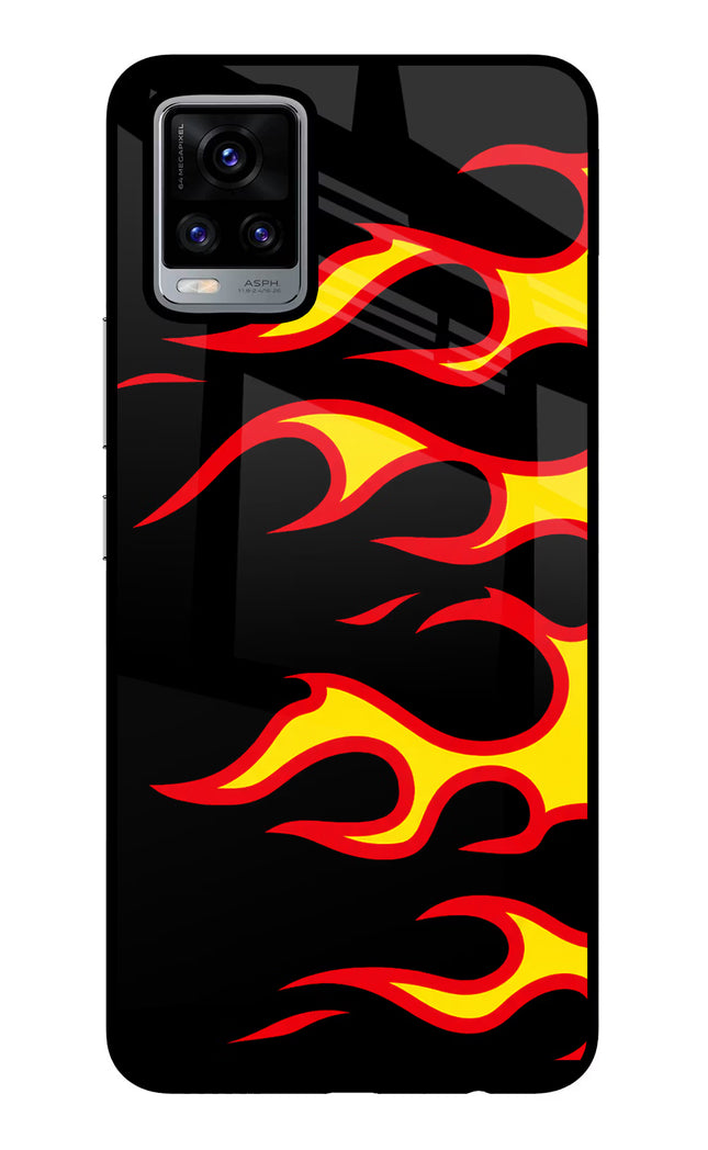 Side Sweep Flames Vivo V20 Glass Case