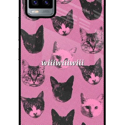 Pink Cats Vivo V20 Glass Case