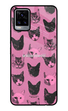 Pink Cats Vivo V20 Glass Case