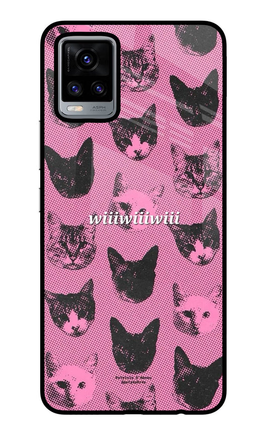 Pink Cats Vivo V20 Glass Case
