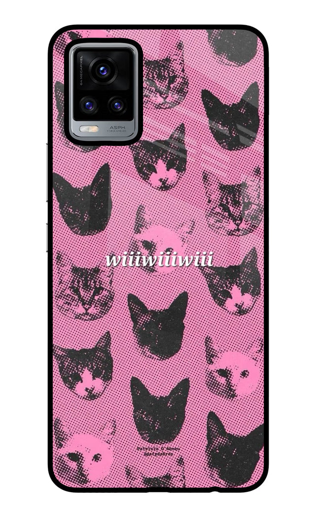 Pink Cats Vivo V20 Glass Case