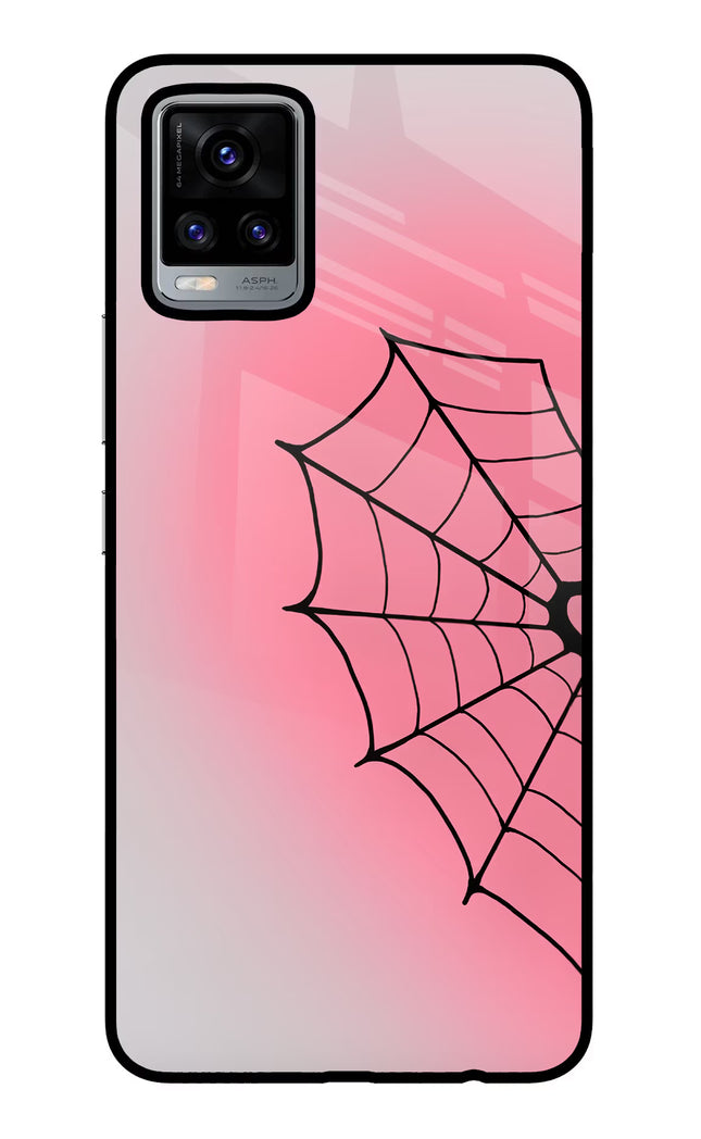 Pink Web Vivo V20 Glass Case