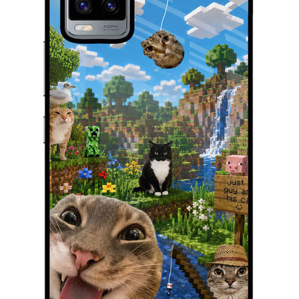 Minecraft Cat Chaos Vivo V20 Glass Case