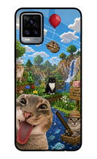 Minecraft Cat Chaos Vivo V20 Glass Case