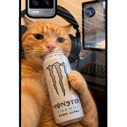 Gamer Cat Energy Vivo V20 Glass Case
