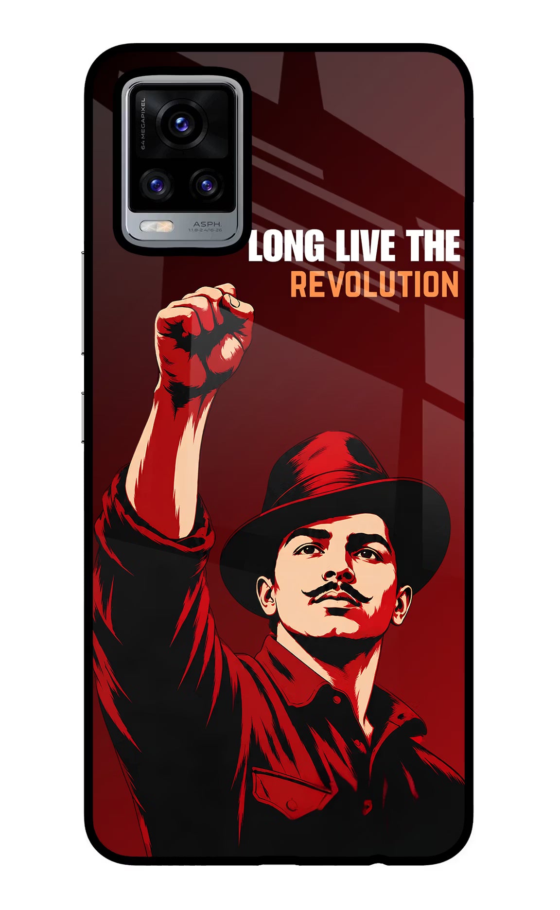 Bhagat Singh Revolution Vivo V20 Glass Case