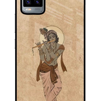 Krishna Vivo V20 Glass Case Back Cover by Casekaro
