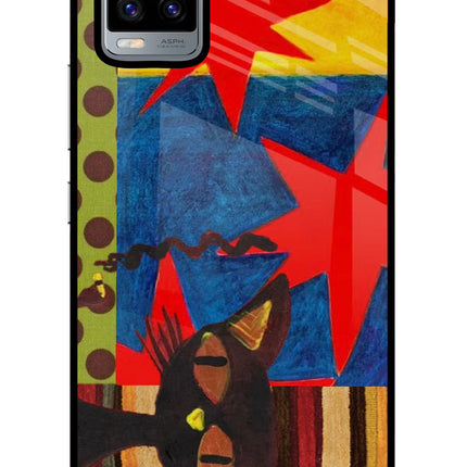 Pop Cat Vivo V20 Glass Case Back Cover by Casekaro