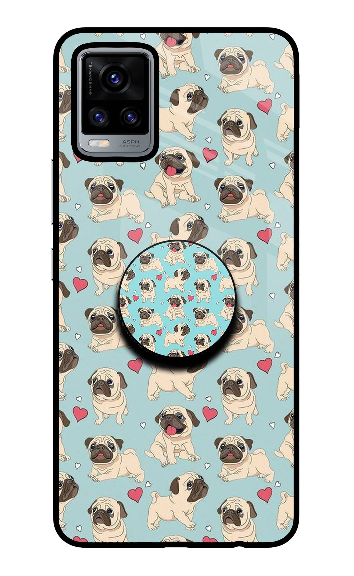 Pug Dog Vivo V20 Glass Case