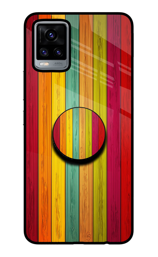 Multicolor Wooden Vivo V20 Glass Case