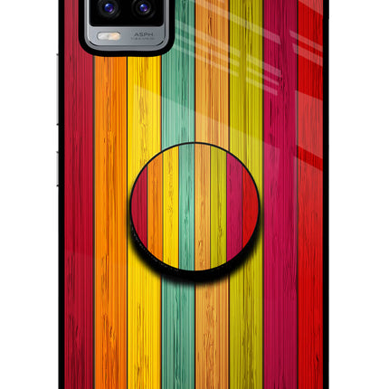 Multicolor Wooden Vivo V20 Pop Case by Casekaro