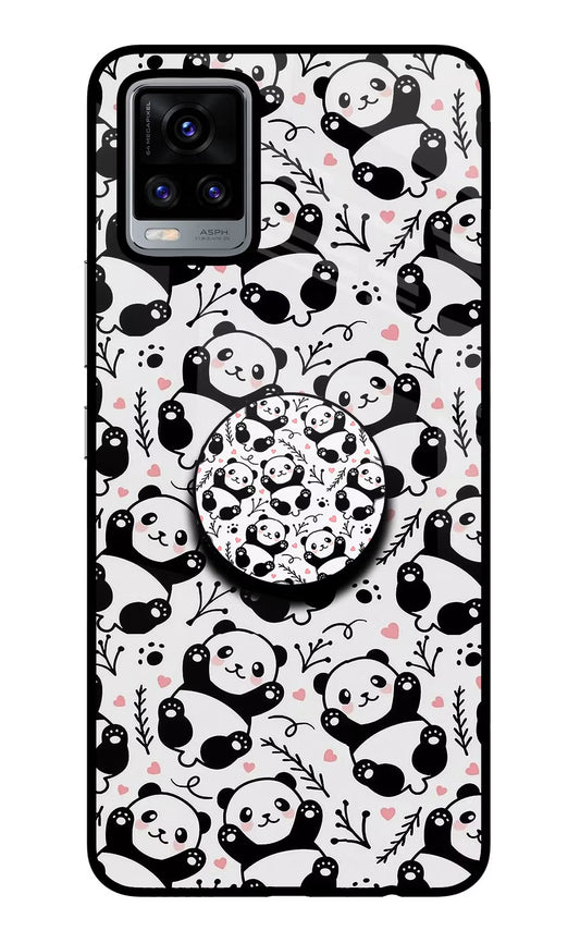 Cute Panda Vivo V20 Glass Case