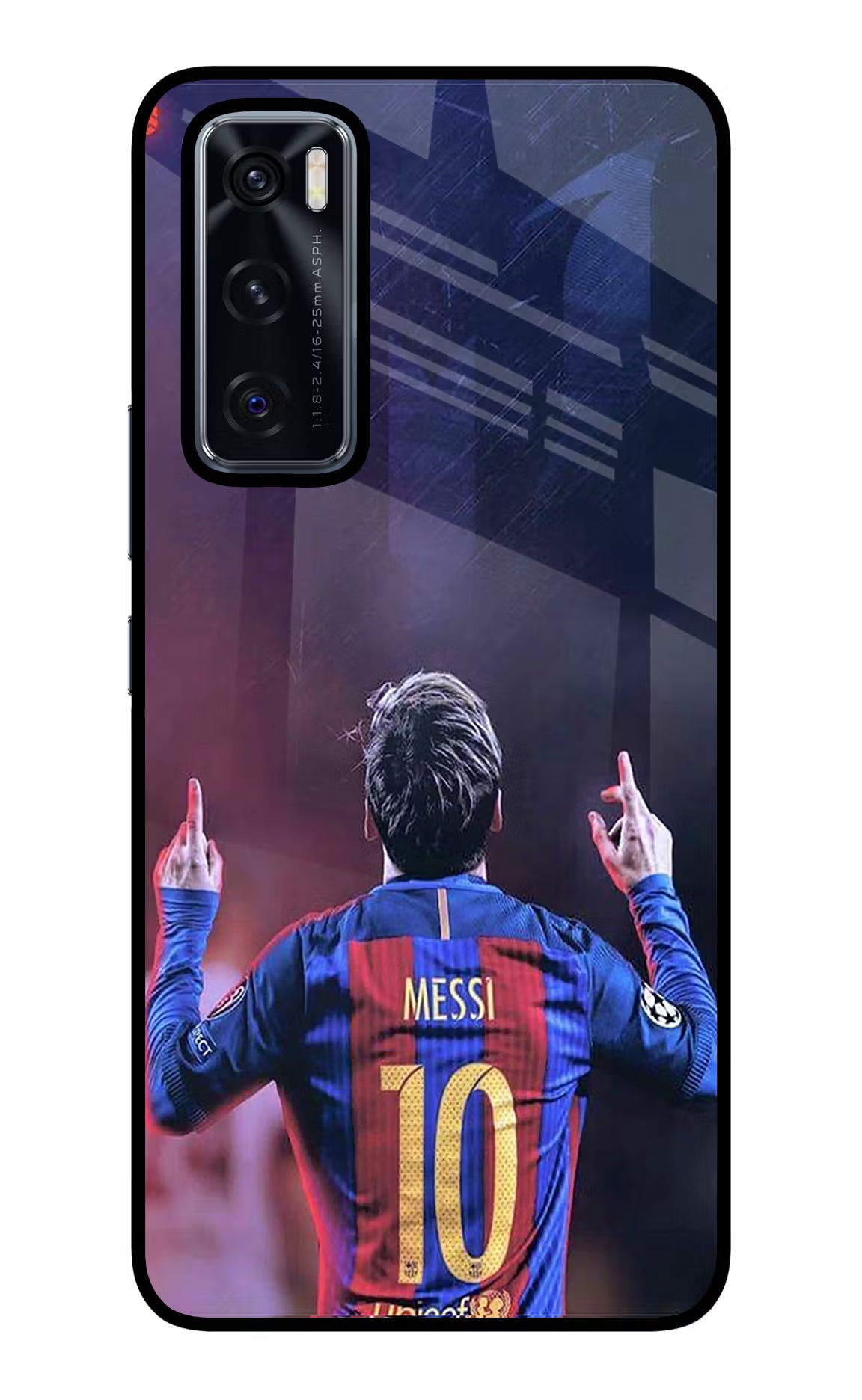 Messi Vivo V20 SE Glass Case Back Cover by Casekaro