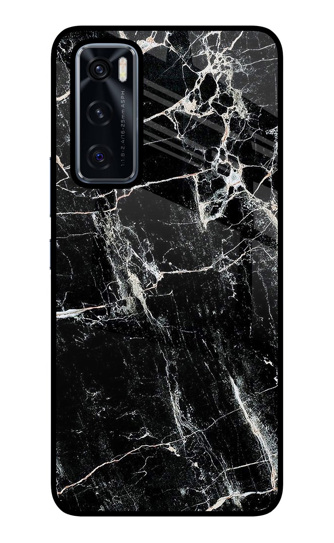 Black Marble Texture Vivo V20 SE Glass Case