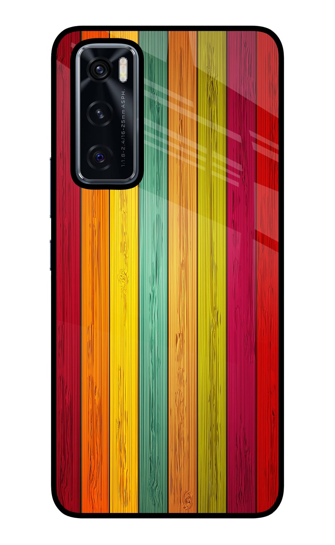 Multicolor Wooden Vivo V20 SE Glass Case