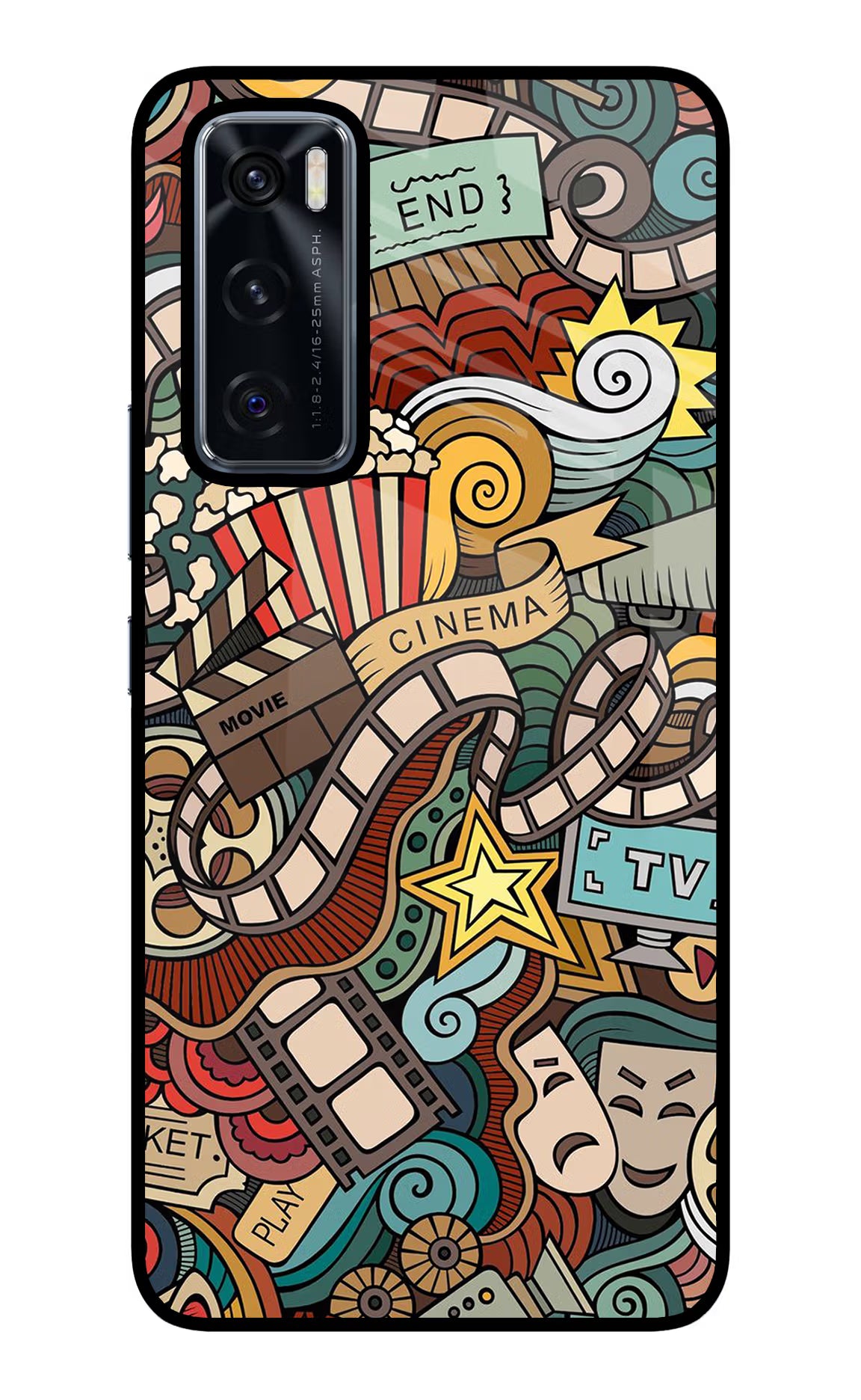 Cinema Abstract Vivo V20 SE Glass Case Back Cover by Casekaro