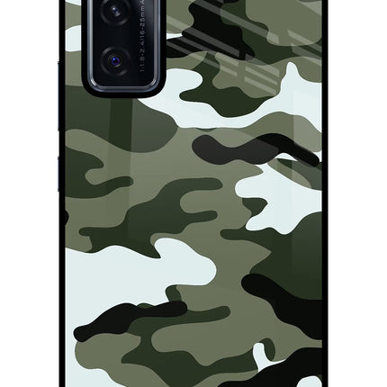 Camouflage Vivo V20 SE Glass Case Back Cover by Casekaro