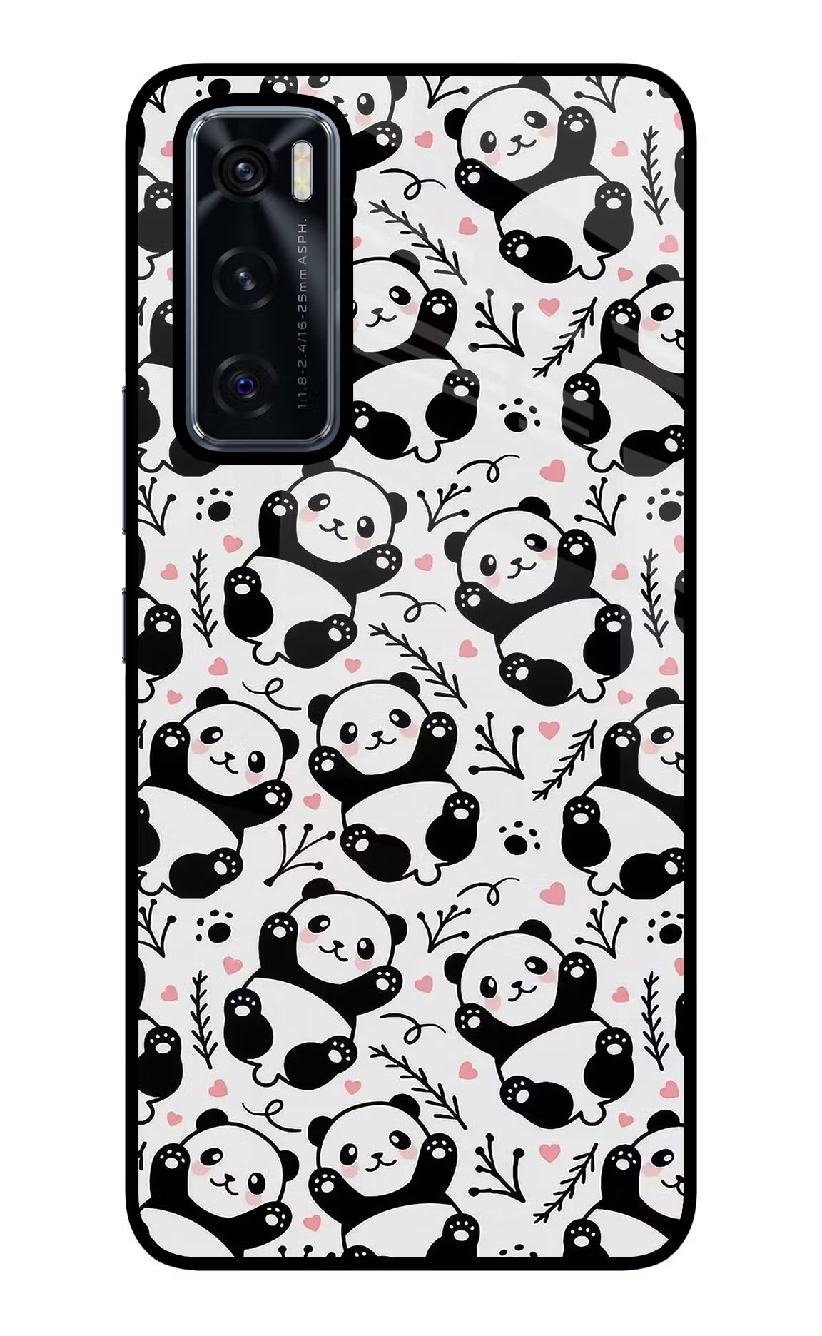 Cute Panda Vivo V20 SE Glass Case Back Cover by Casekaro