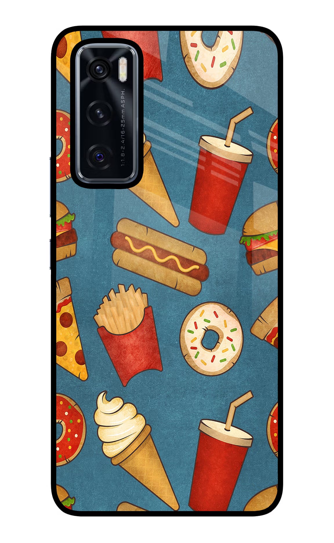 Foodie Vivo V20 SE Glass Case Back Cover by Casekaro