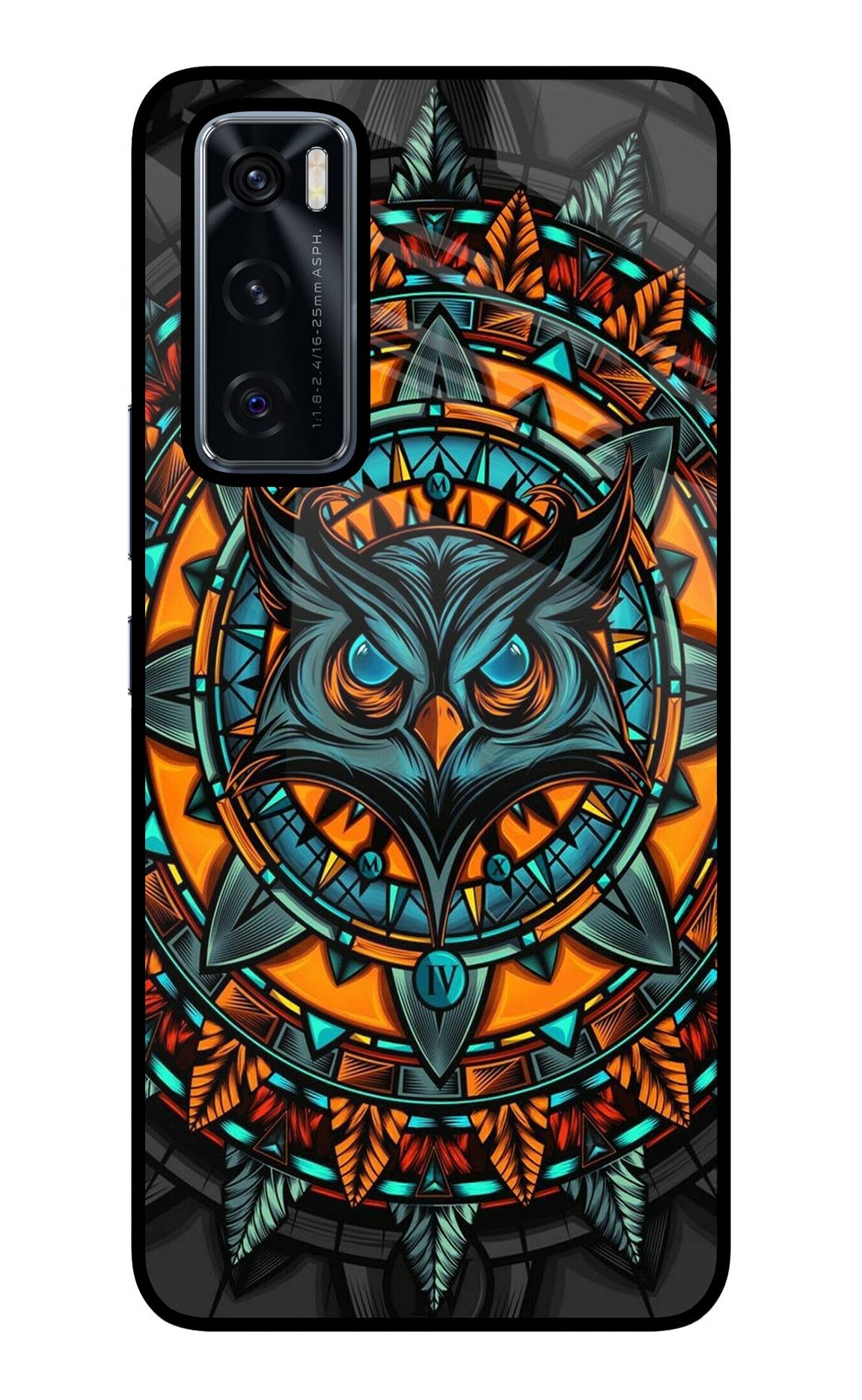 Angry Owl Art Vivo V20 SE Glass Case