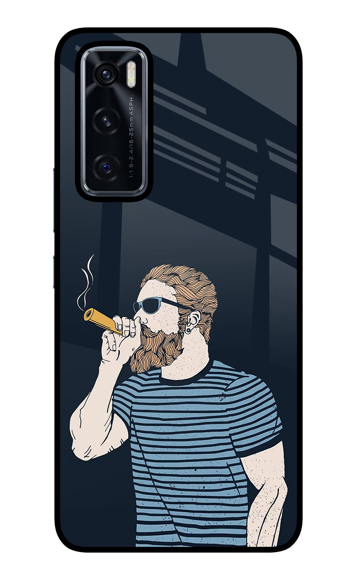 Smoking Vivo V20 SE Glass Case Back Cover by Casekaro