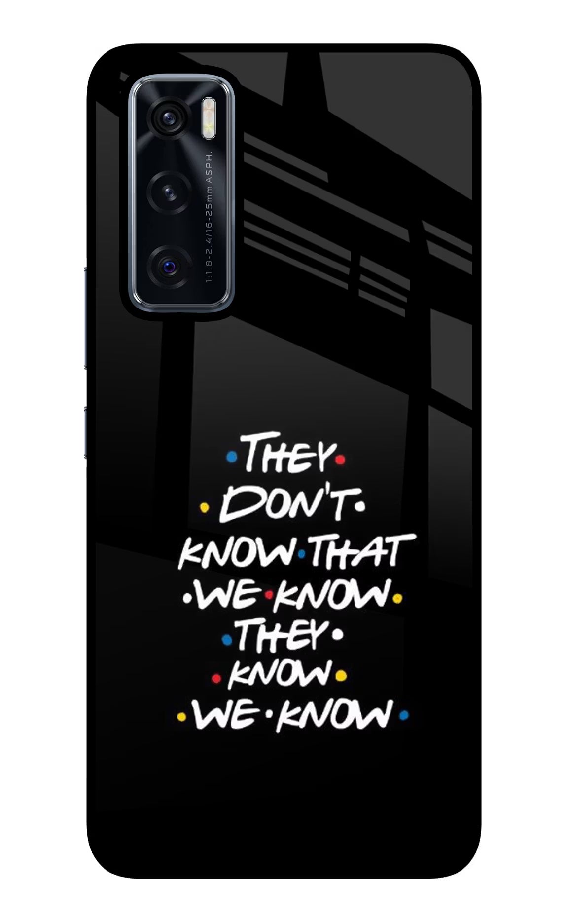 FRIENDS Dialogue Vivo V20 SE Glass Case Back Cover by Casekaro