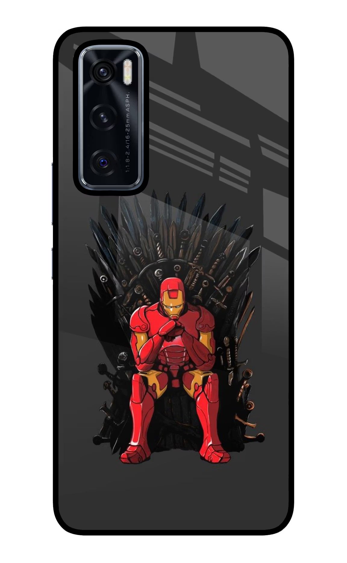 Ironman Throne Vivo V20 SE Glass Case Back Cover by Casekaro