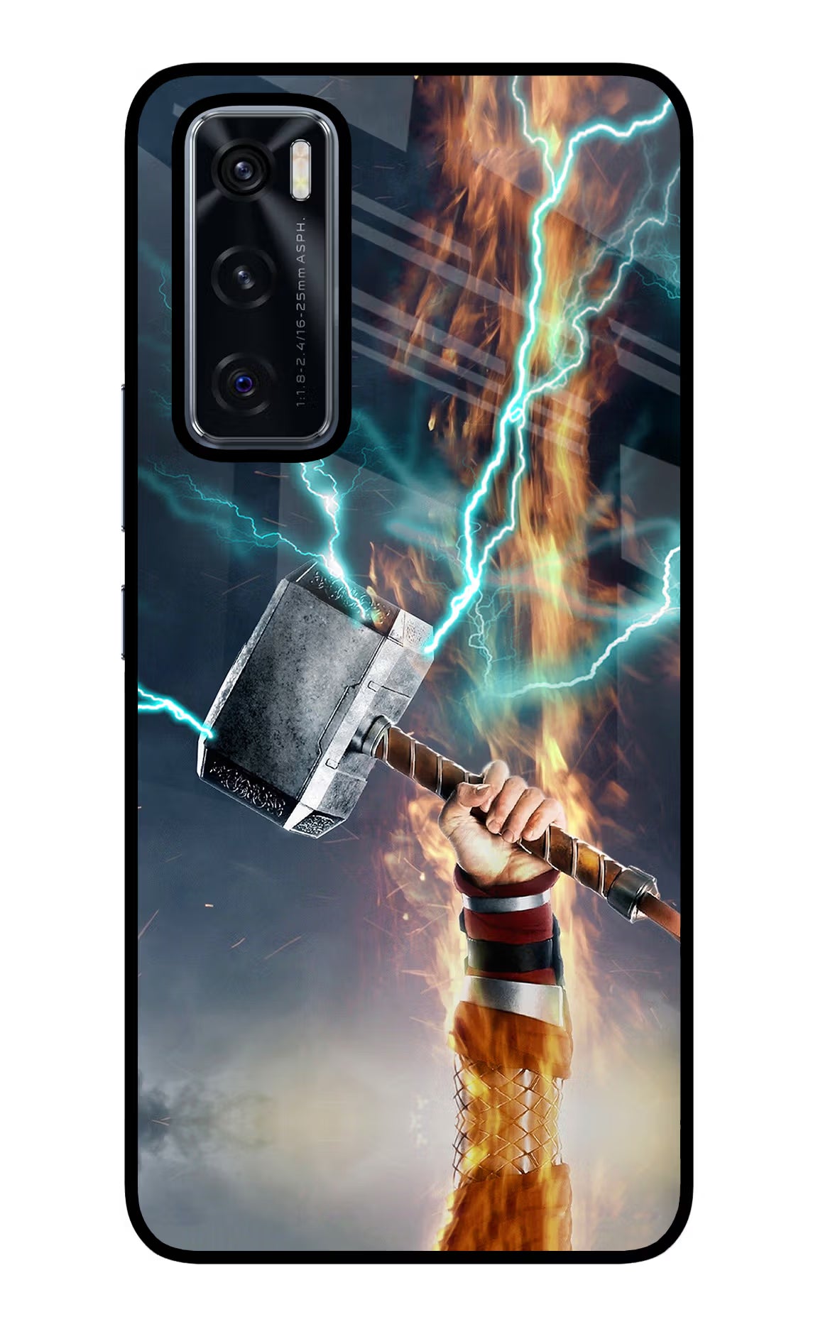 Thor Hammer Mjolnir Vivo V20 SE Glass Case Back Cover by Casekaro