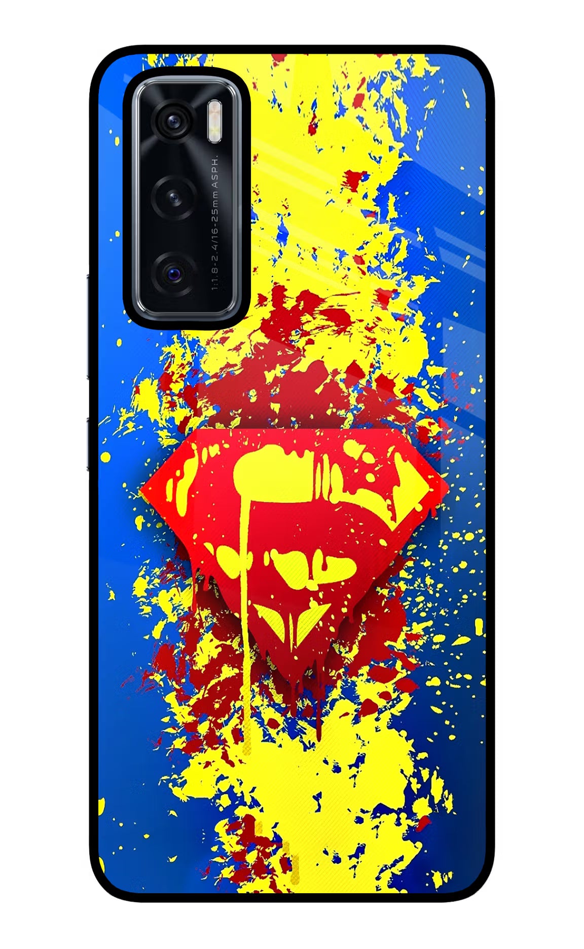 Superman logo Vivo V20 SE Glass Case Back Cover by Casekaro