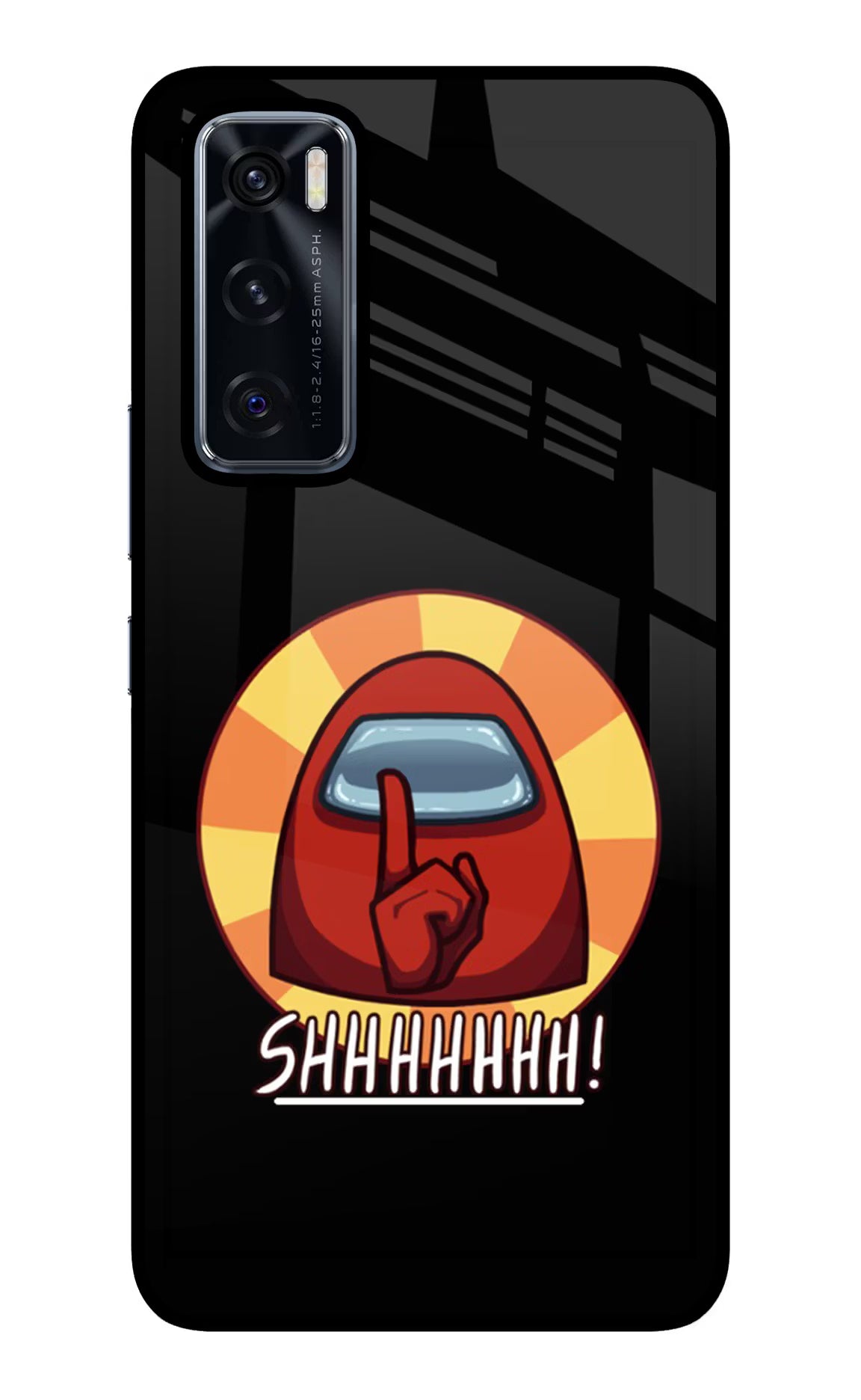 Among Us Shhh! Vivo V20 SE Glass Case Back Cover by Casekaro