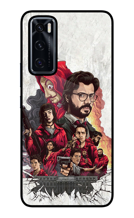 Money Heist Artwork Vivo V20 SE Glass Case