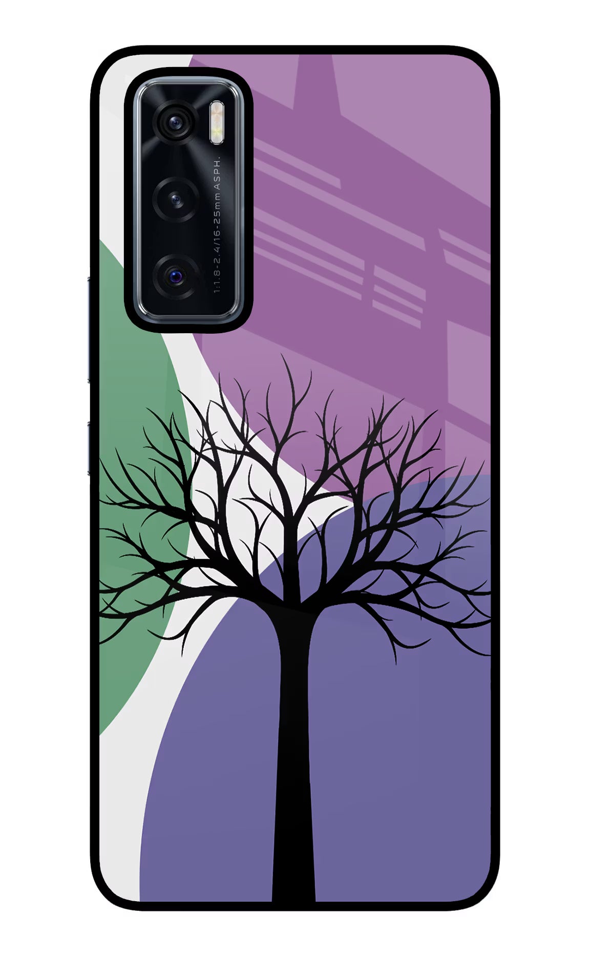 Tree Art Vivo V20 SE Glass Case Back Cover by Casekaro