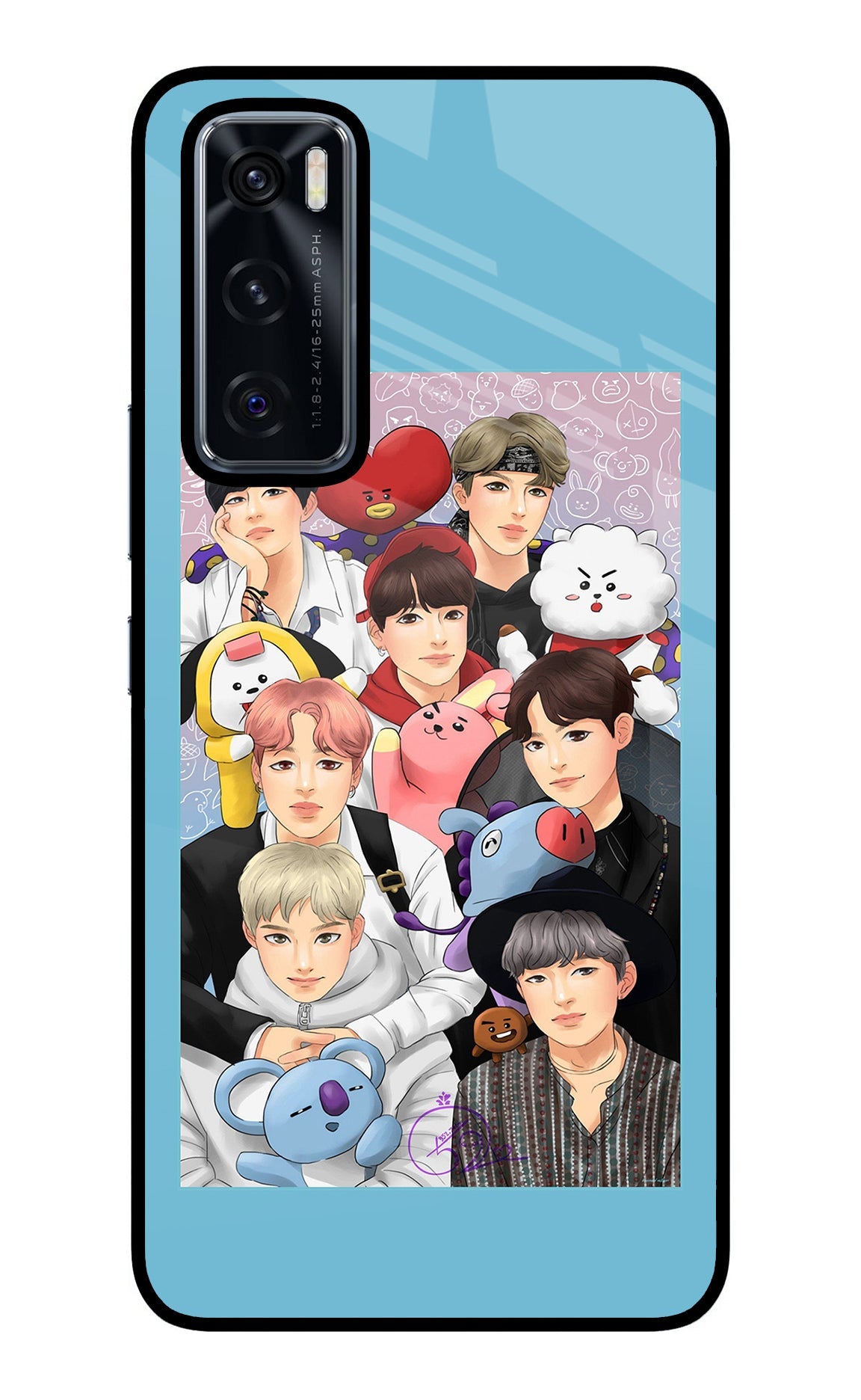 BTS with animals Vivo V20 SE Glass Case