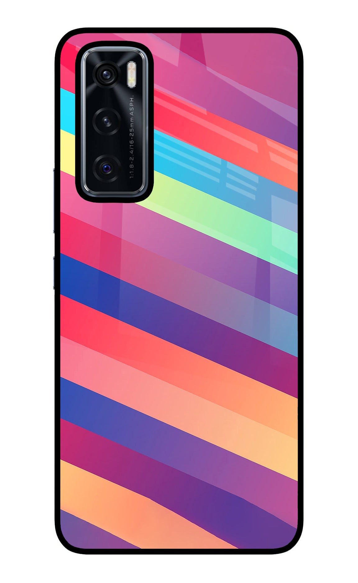 Stripes color Vivo V20 SE Glass Case