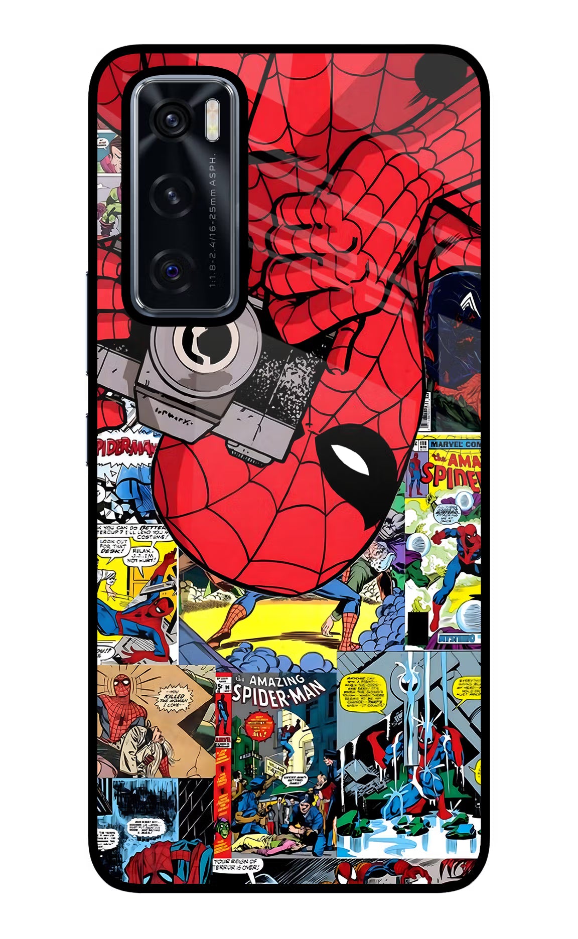 Spider Man Vivo V20 SE Glass Case Back Cover by Casekaro