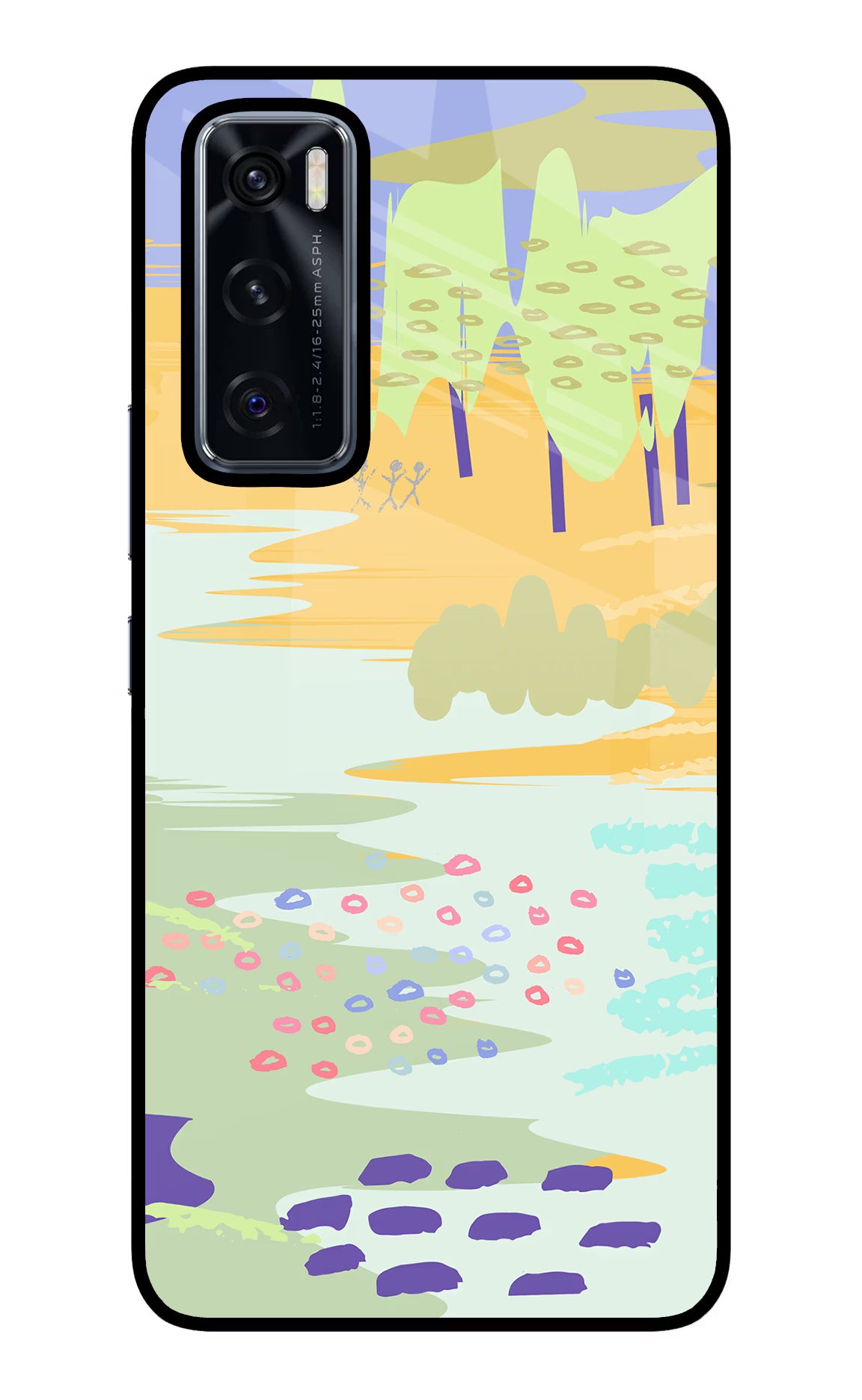 Scenery Vivo V20 SE Glass Case Back Cover by Casekaro