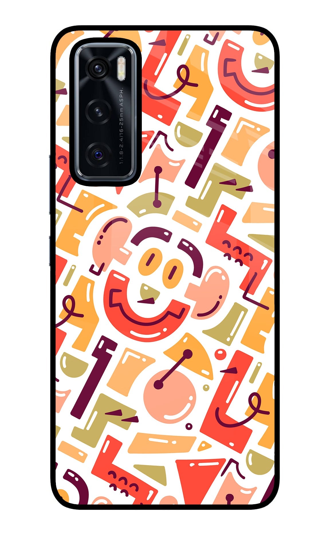 Doodle Pattern Vivo V20 SE Glass Case