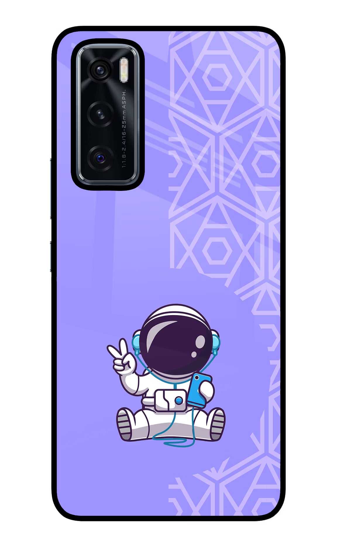 Cute Astronaut Chilling Vivo V20 SE Glass Case Back Cover by Casekaro