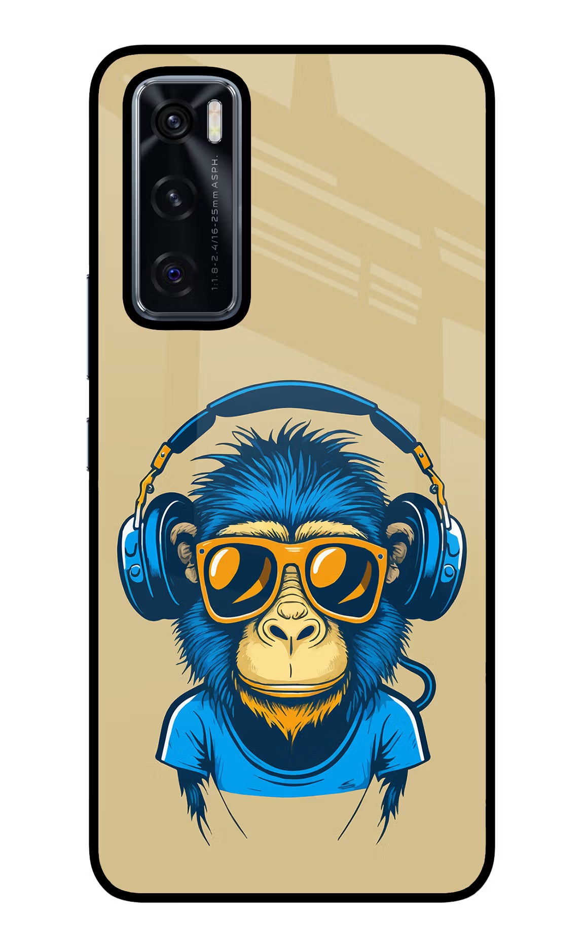 Monkey Headphone Vivo V20 SE Glass Case Back Cover by Casekaro