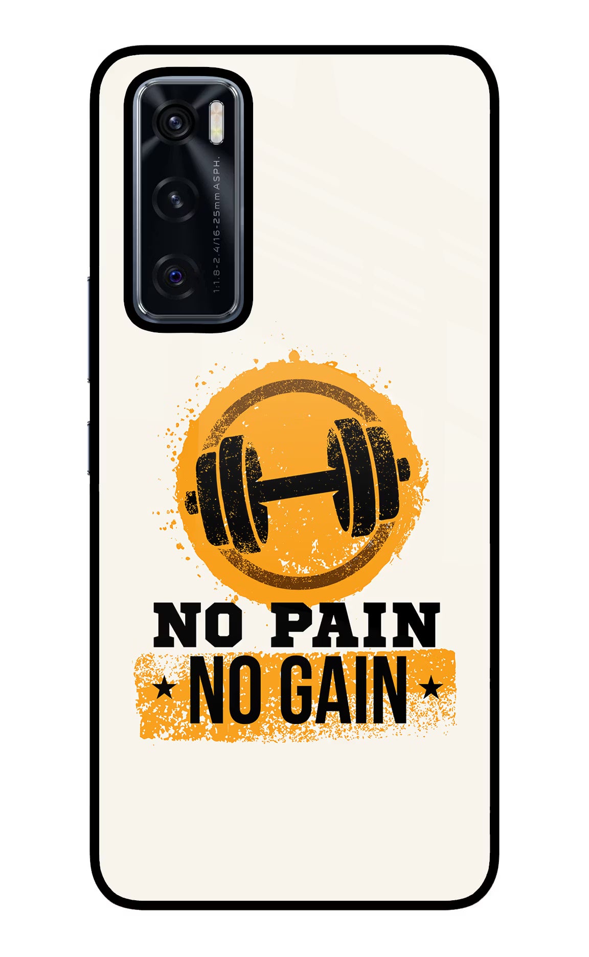 No Pain No Gain Vivo V20 SE Glass Case Back Cover by Casekaro