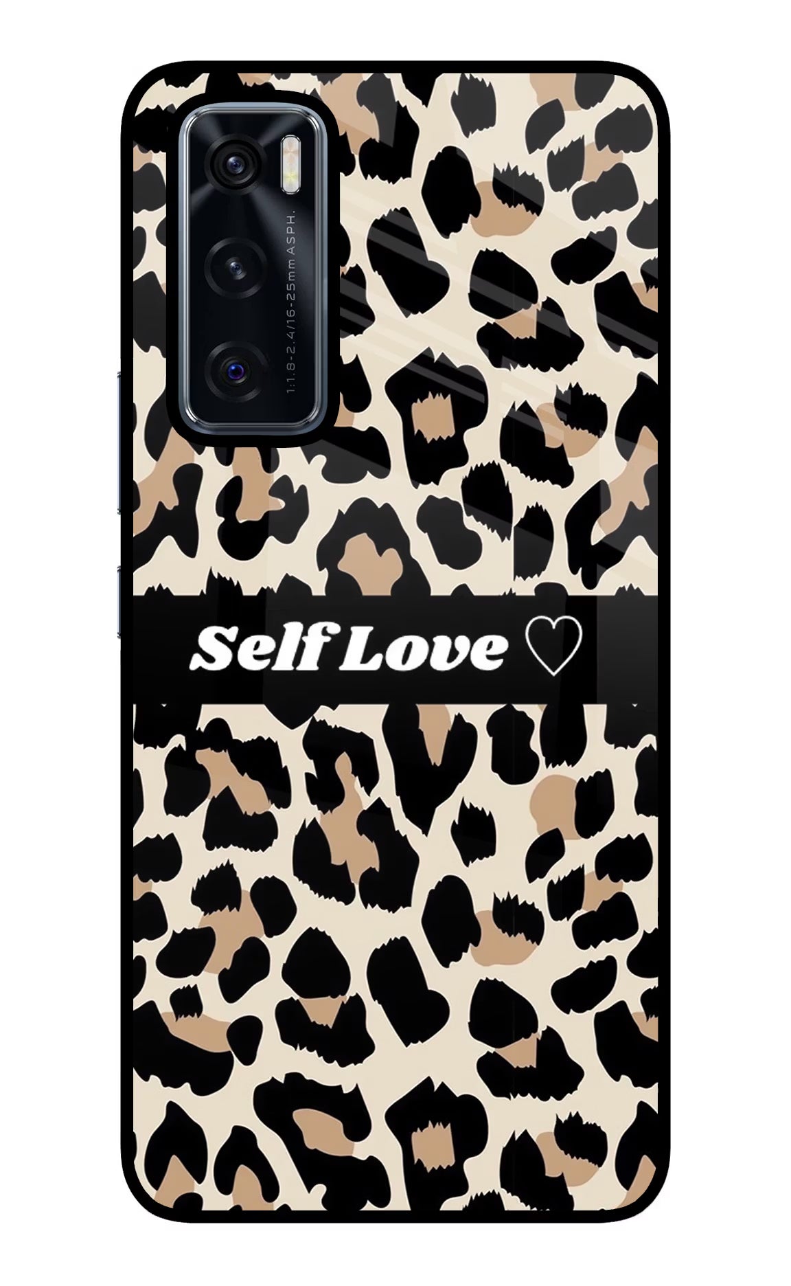 Leopard Print Self Love Vivo V20 SE Glass Case Back Cover by Casekaro
