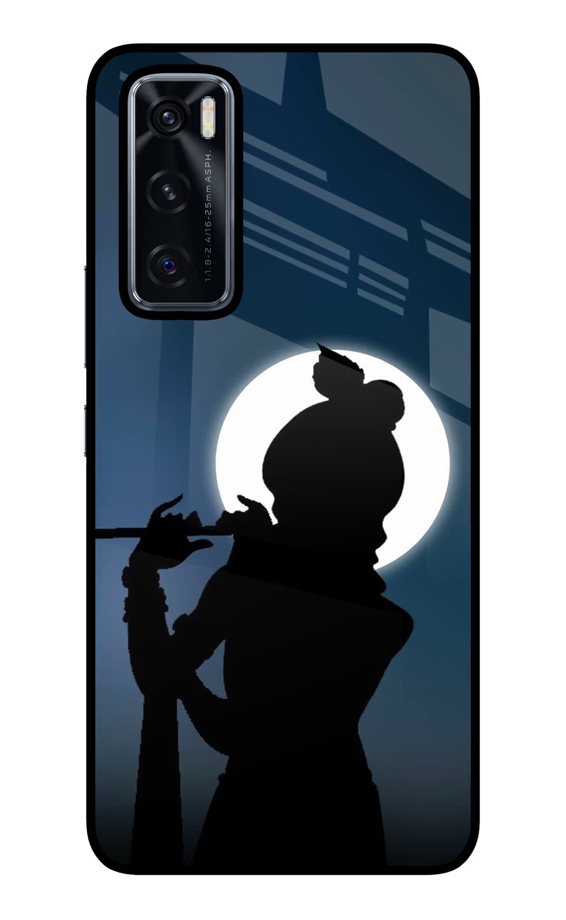 Shri Krishna Silhouette Vivo V20 SE Glass Case Back Cover by Casekaro