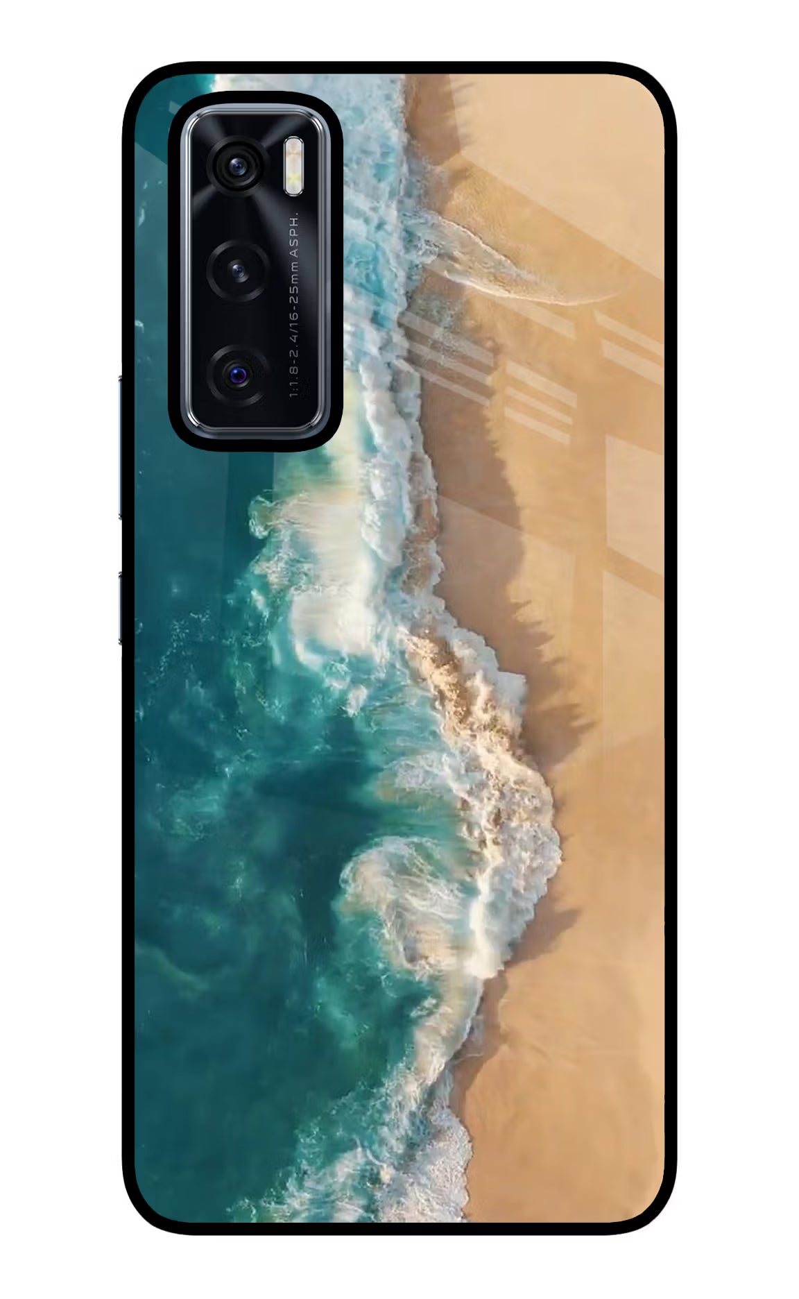 Ocean Beach Vivo V20 SE Glass Case Back Cover by Casekaro