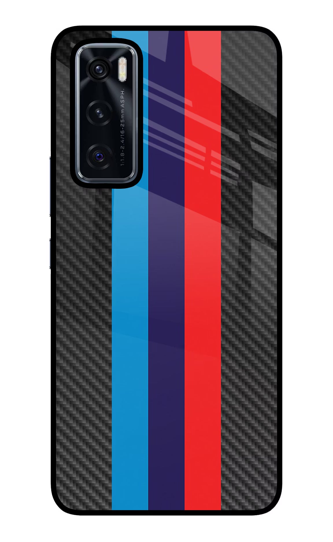 BMW Stripes Pattern Vivo V20 SE Glass Case Back Cover by Casekaro