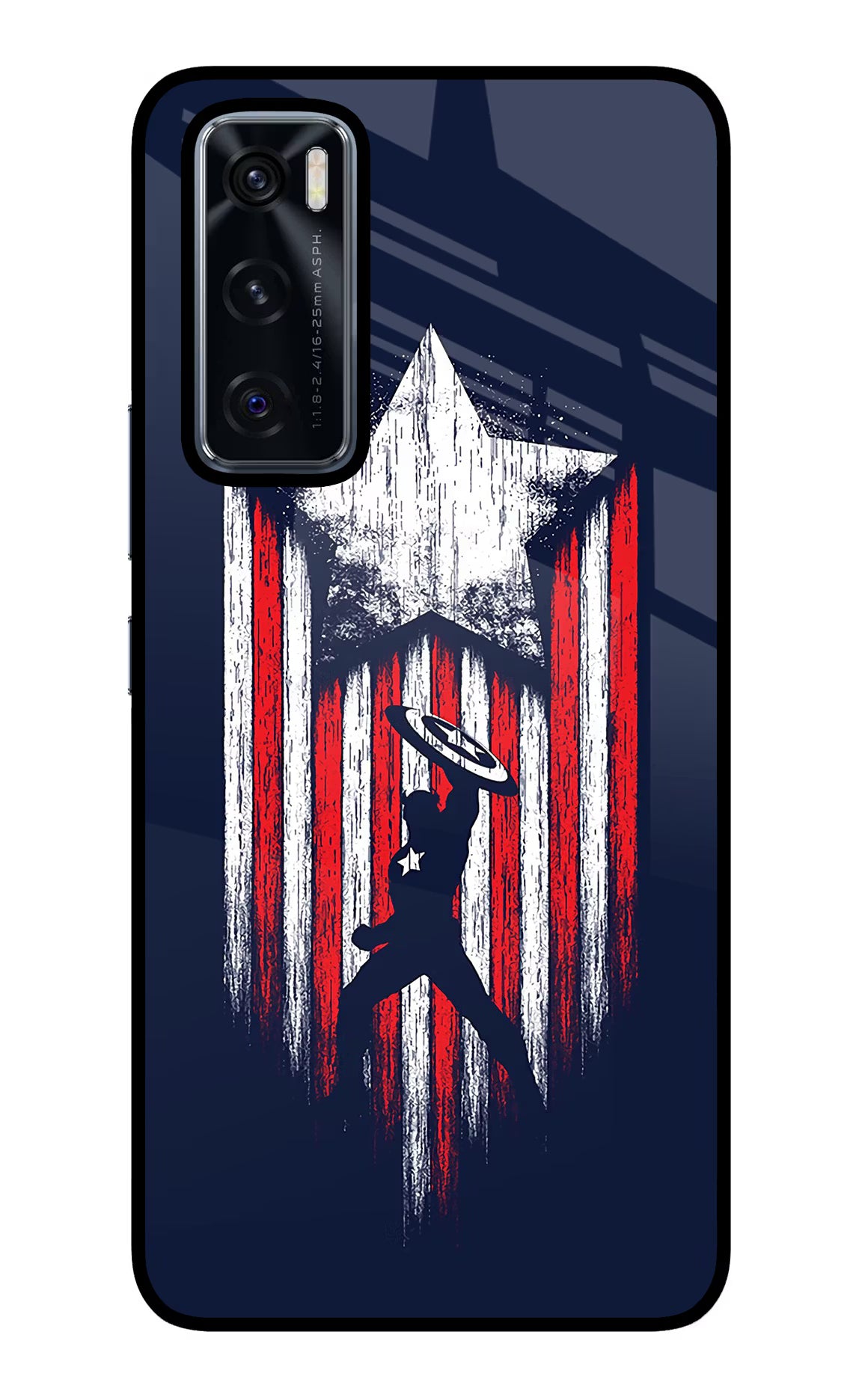Captain America Marvel Art Vivo V20 SE Glass Case Back Cover by Casekaro